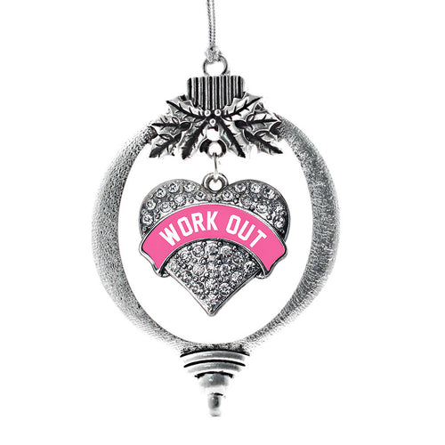 Pink Workout Pave Heart Charm Christmas / Holiday Ornament