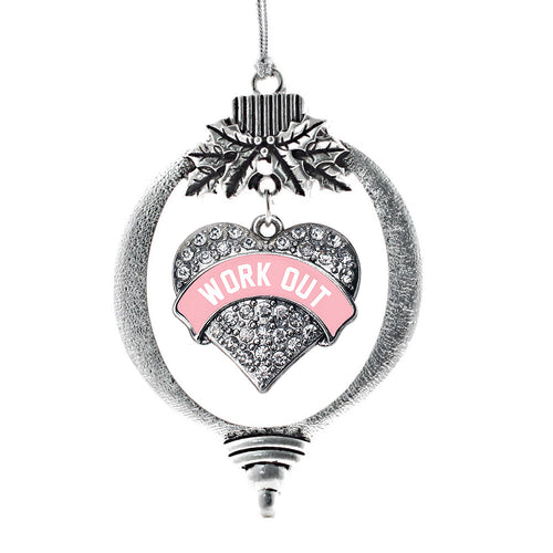 Light Pink Workout Pave Heart Charm Christmas / Holiday Ornament