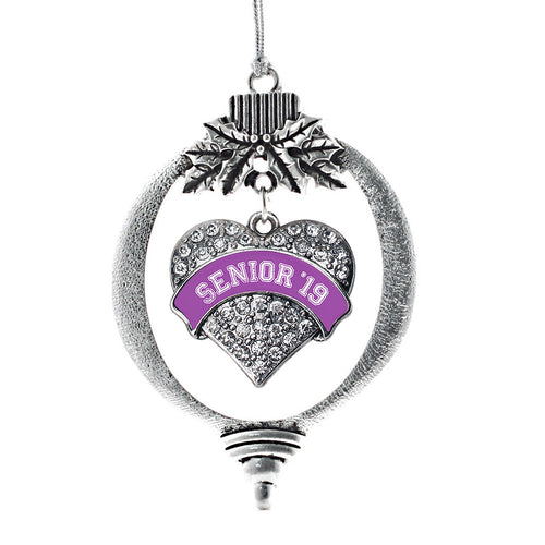 Purple Senior 2019 Pave Heart Charm Christmas / Holiday Ornament