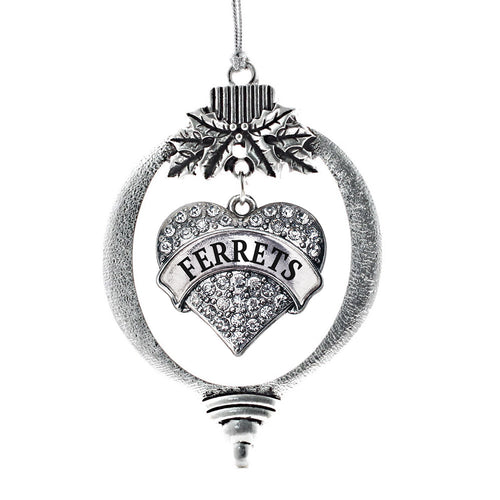 Ferrets Pave Heart Charm Christmas / Holiday Ornament