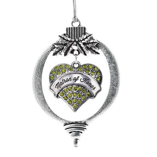 Matron of Honor Green Pave Heart Charm Christmas / Holiday Ornament
