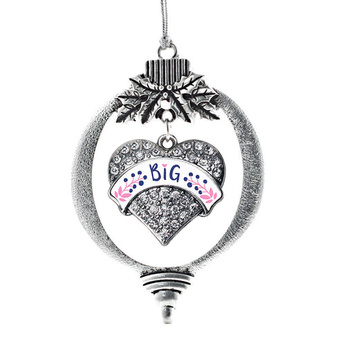 Navy Blue and Rose Big Pave Heart Charm Christmas / Holiday Ornament