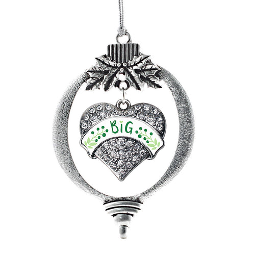 Green and White Big Pave Heart Charm Christmas / Holiday Ornament