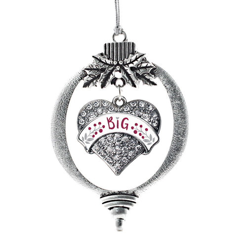 Bordeaux and Gray Big Pave Heart Charm Christmas / Holiday Ornament