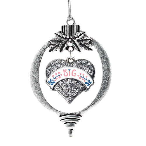 Rose and Navy Blue Big Pave Heart Charm Christmas / Holiday Ornament