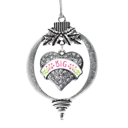 Rose and Green Big Pave Heart Charm Christmas / Holiday Ornament