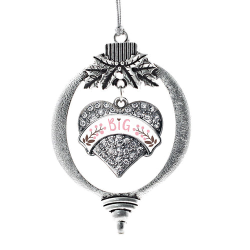 Rose and Brown Big Pave Heart Charm Christmas / Holiday Ornament