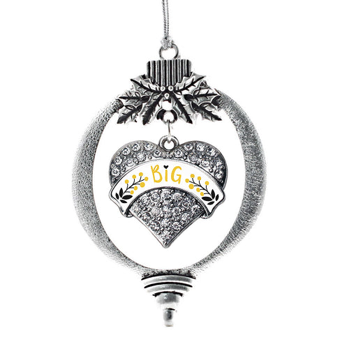 Canary Yellow and Black Big Pave Heart Charm Christmas / Holiday Ornament