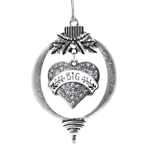 Gray and Black Big Pave Heart Charm Christmas / Holiday Ornament