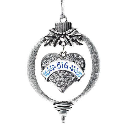 Sea Blue and Sky Blue Big Pave Heart Charm Christmas / Holiday Ornament