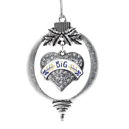 Navy Blue and Gold Big Pave Heart Charm Christmas / Holiday Ornament