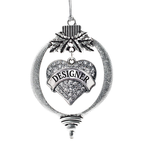 Designer Pave Heart Charm Christmas / Holiday Ornament