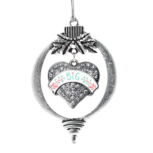 Mint and Peach Big Pave Heart Charm Christmas / Holiday Ornament