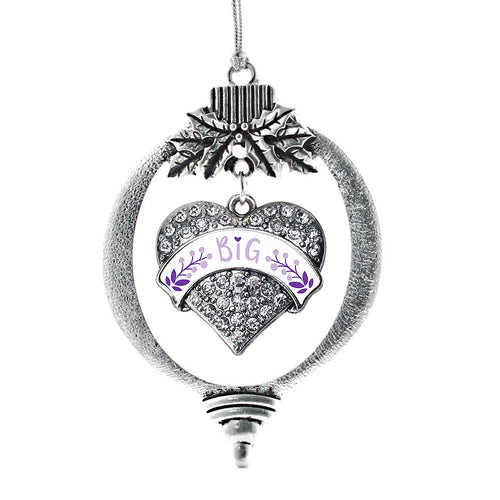 Lavender and Royal Purple Big Pave Heart Charm Christmas / Holiday Ornament