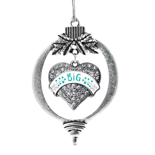 Teal and Gray Purple Big Pave Heart Charm Christmas / Holiday Ornament