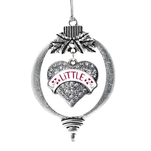 Bordeaux and Gray Little Pave Heart Charm Christmas / Holiday Ornament