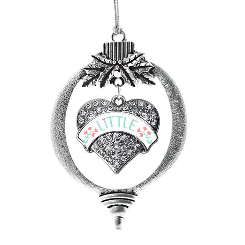 Mint and Peach Little Pave Heart Charm Christmas / Holiday Ornament