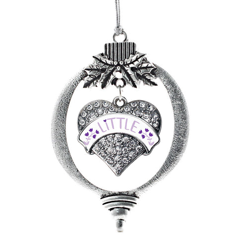 Lavender and Royal Purple Little Pave Heart Charm Christmas / Holiday Ornament