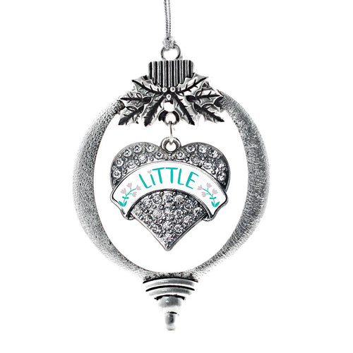 Teal and Gray Little Pave Heart Charm Christmas / Holiday Ornament