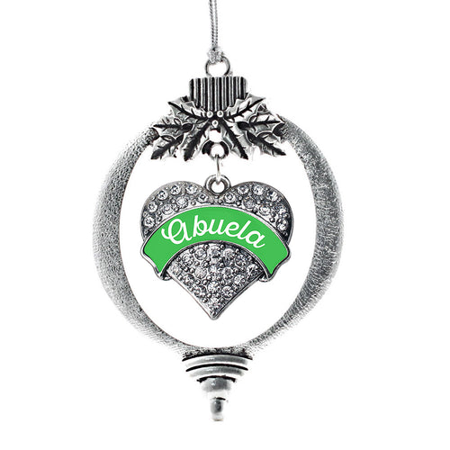 Emerald Green Abuela Pave Heart Charm Christmas / Holiday Ornament