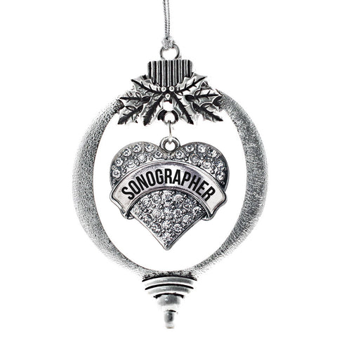 Sonographer Pave Heart Charm Christmas / Holiday Ornament
