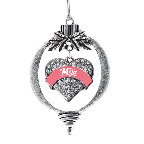 Coral Mija Pave Heart Charm Christmas / Holiday Ornament