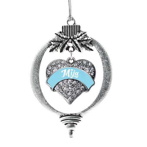 Light Blue Mija Pave Heart Charm Christmas / Holiday Ornament