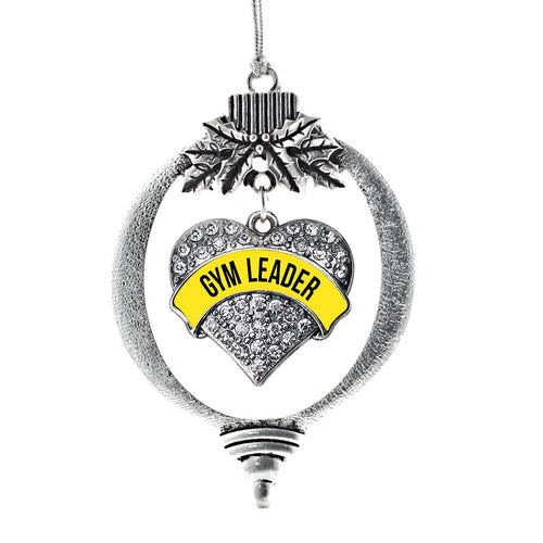 Yellow Gym Leader Pave Heart Charm Christmas / Holiday Ornament