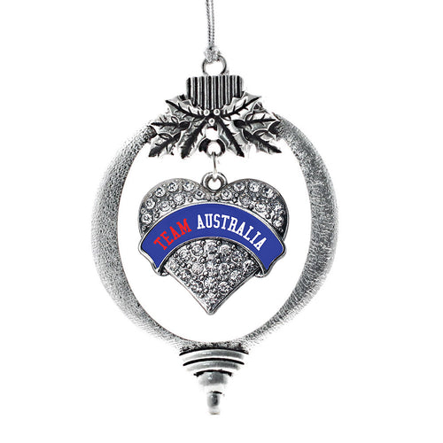 Team Australia Pave Heart Charm Christmas / Holiday Ornament