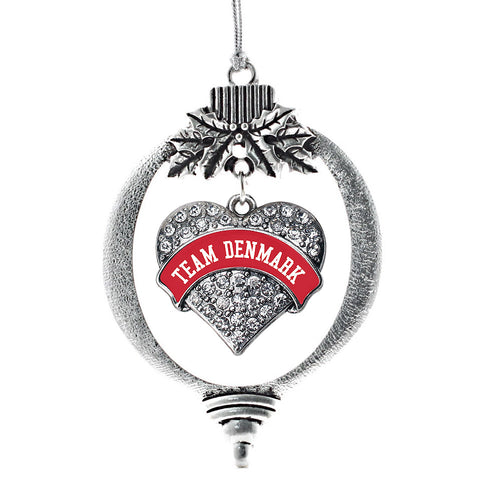 Team Denmark Pave Heart Charm Christmas / Holiday Ornament