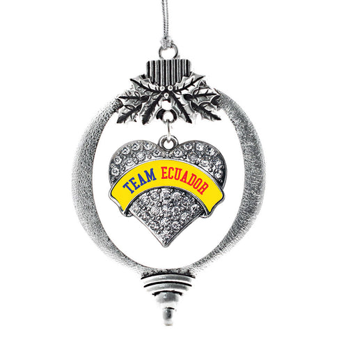 Team Ecuador Pave Heart Charm Christmas / Holiday Ornament