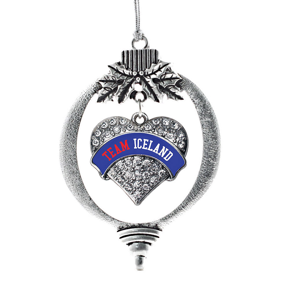 Team Iceland Pave Heart Charm Christmas / Holiday Ornament