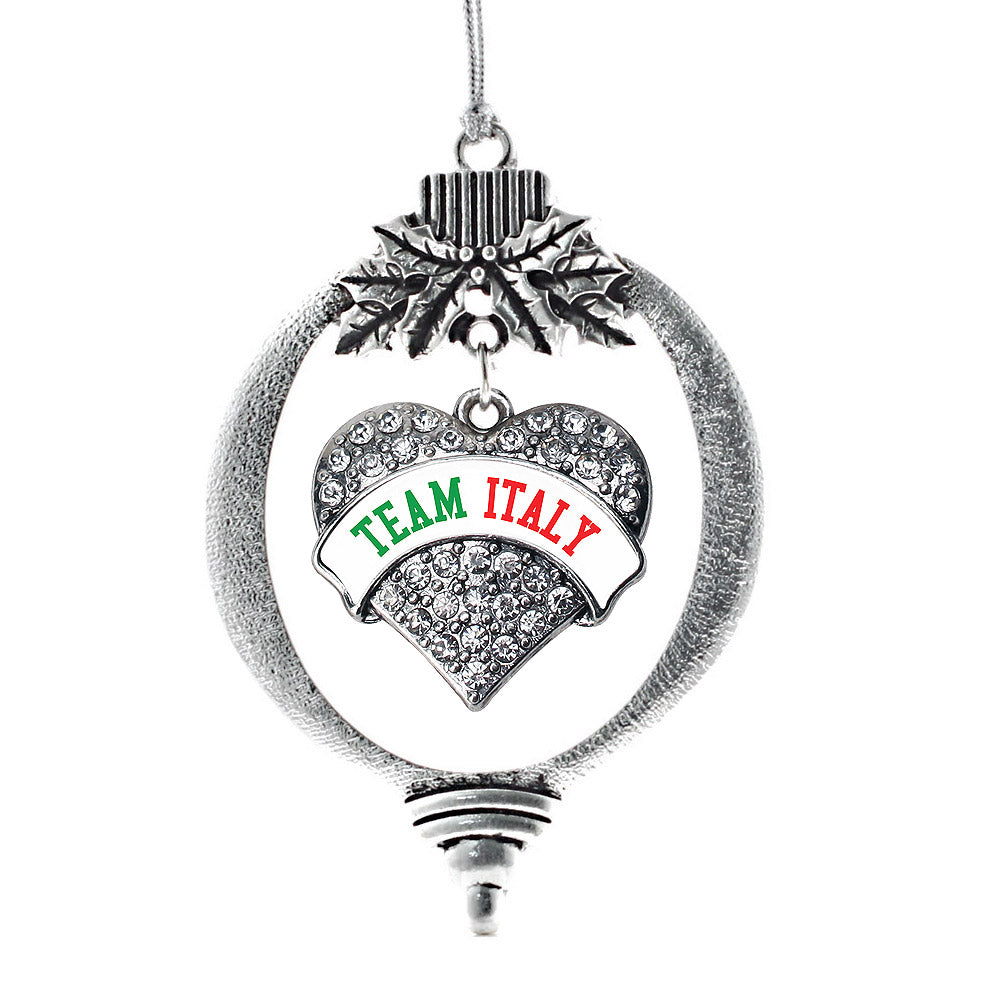 Team Italy Pave Heart Charm Christmas / Holiday Ornament