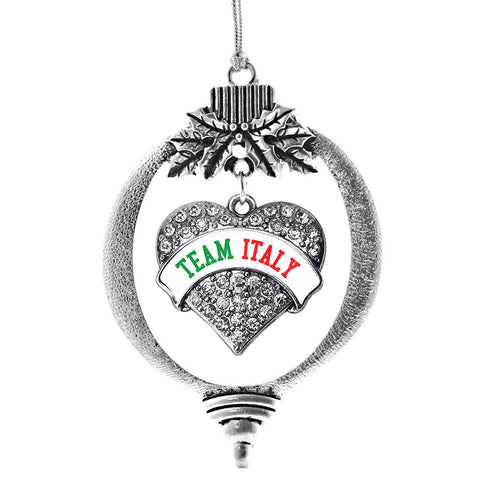 Team Italy Pave Heart Charm Christmas / Holiday Ornament