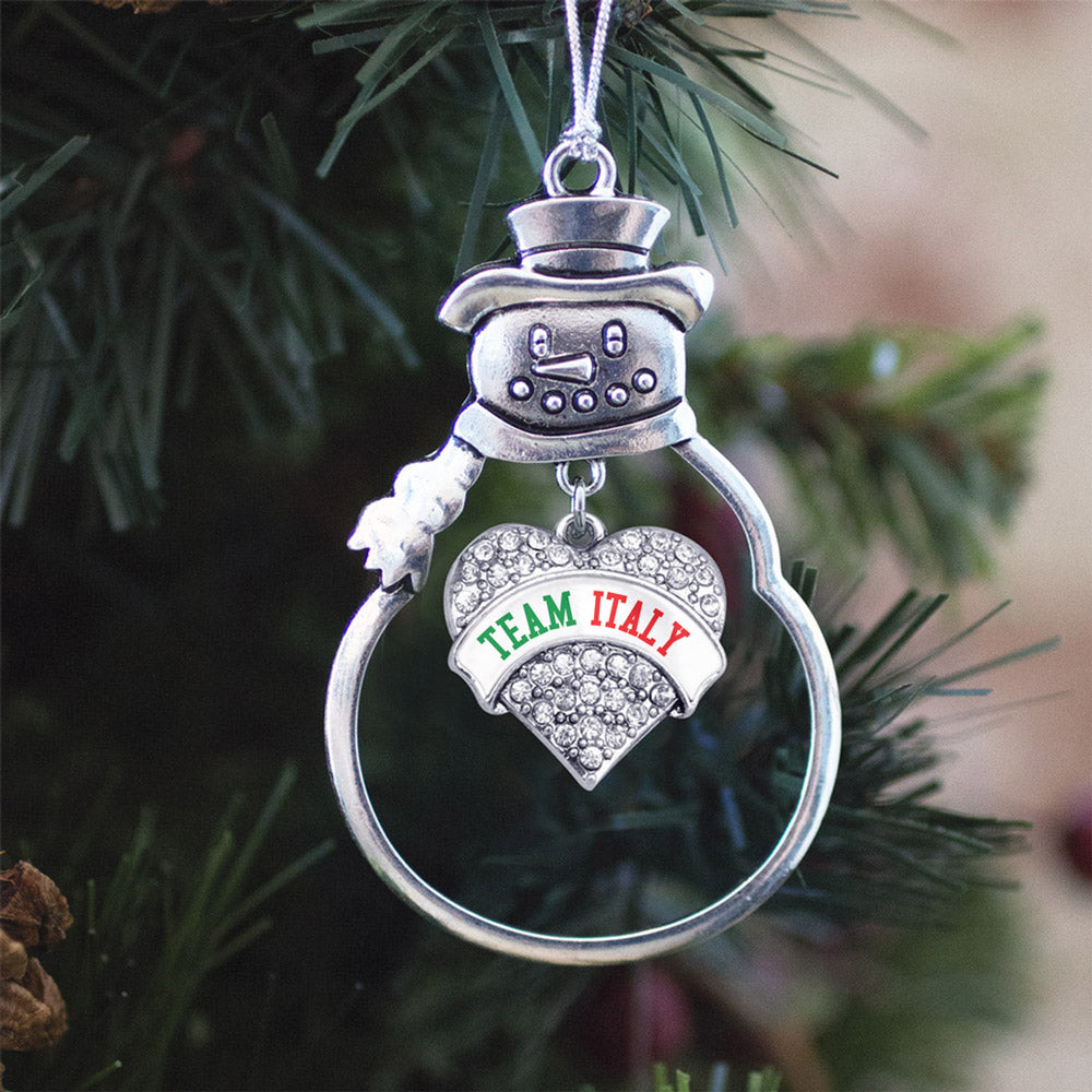 Team Italy Pave Heart Charm Christmas / Holiday Ornament
