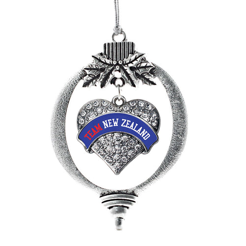 Team New Zealand Pave Heart Charm Christmas / Holiday Ornament