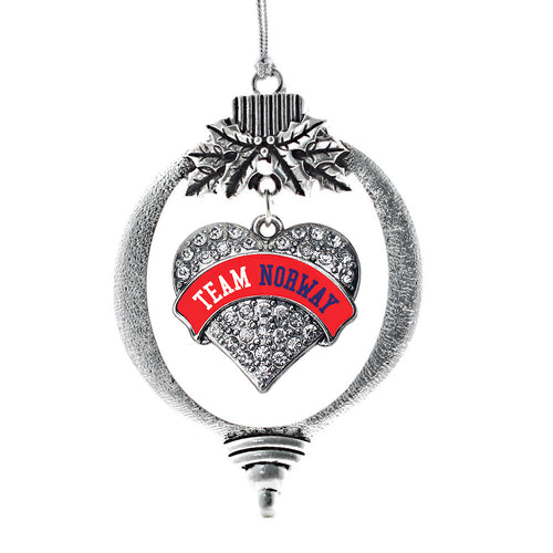 Team Norway Pave Heart Charm Christmas / Holiday Ornament