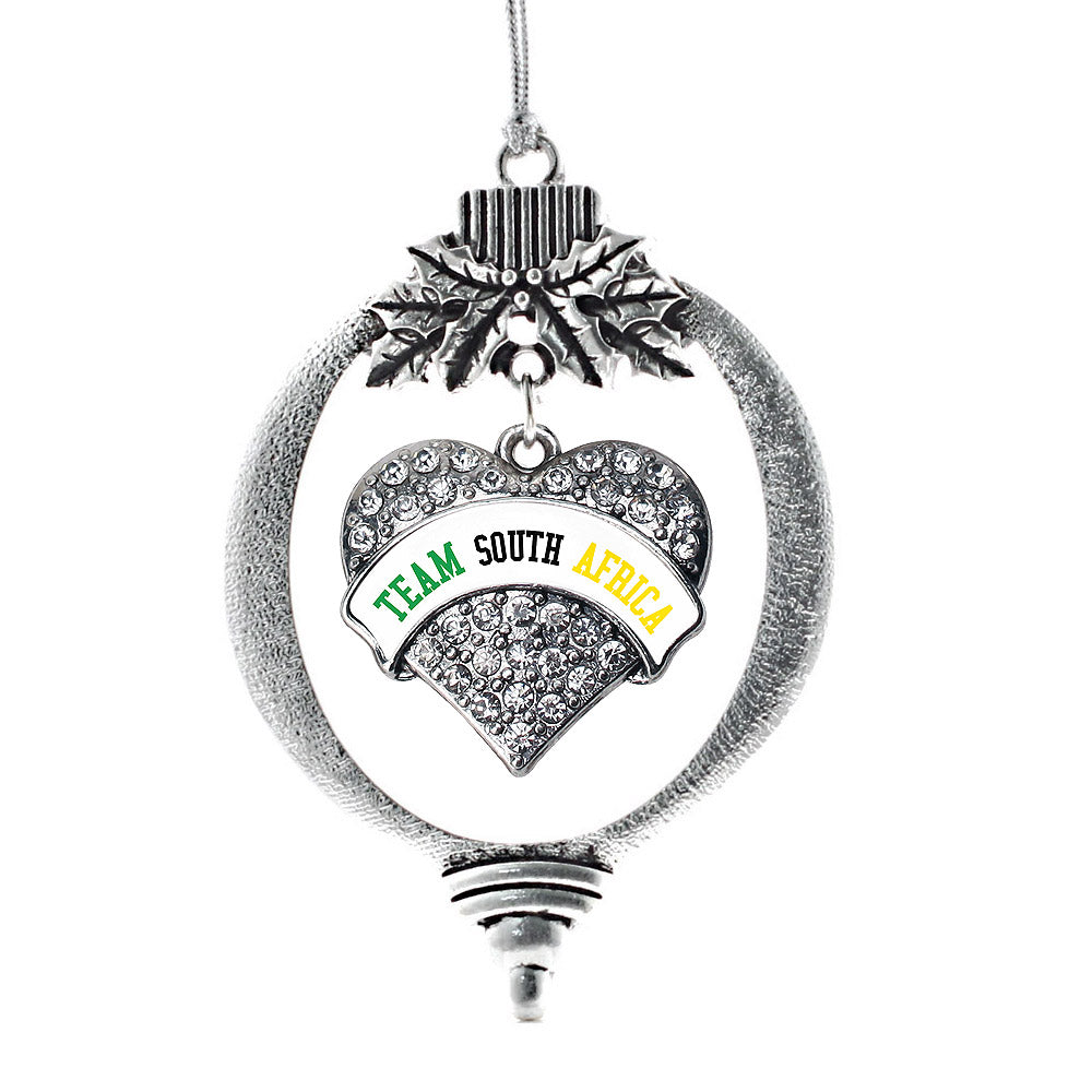 Team South Africa Pave Heart Charm Christmas / Holiday Ornament