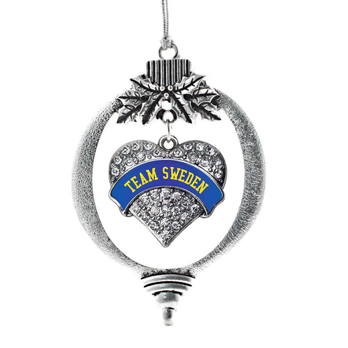 Team Sweden Pave Heart Charm Christmas / Holiday Ornament