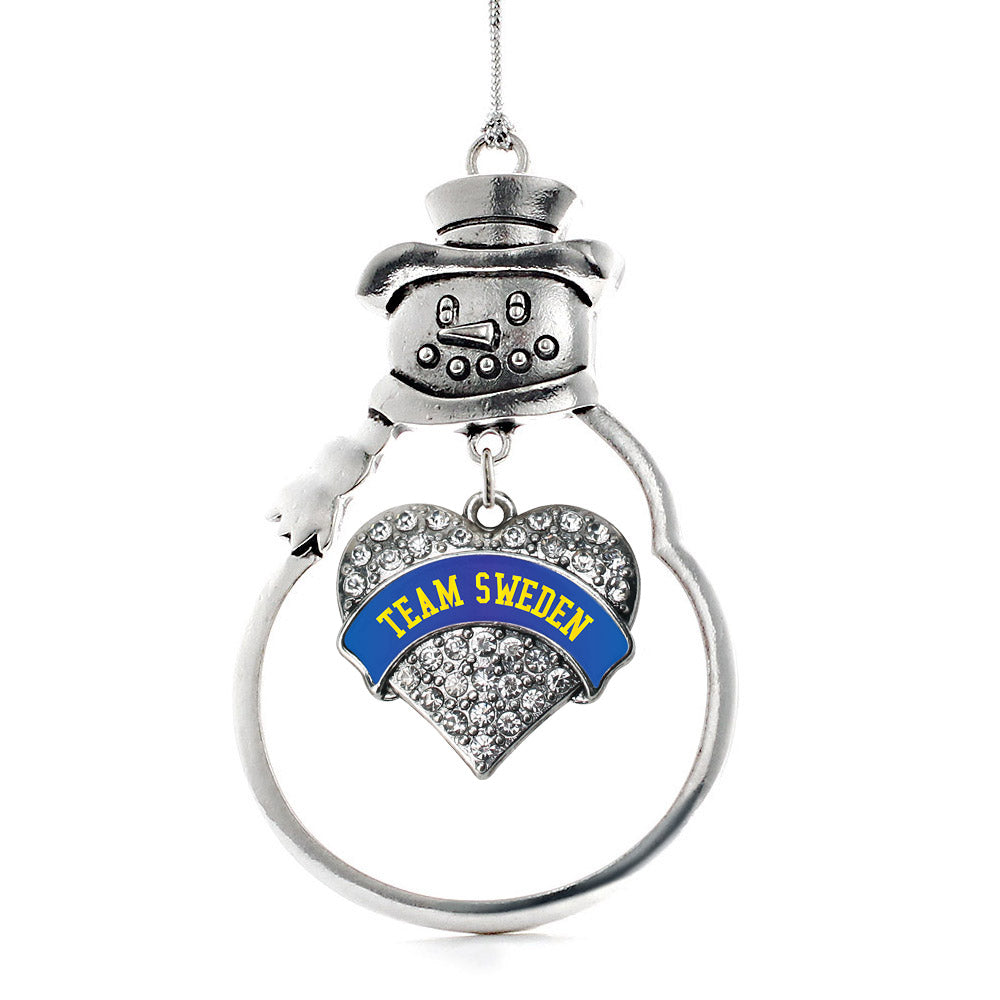 Team Sweden Pave Heart Charm Christmas / Holiday Ornament