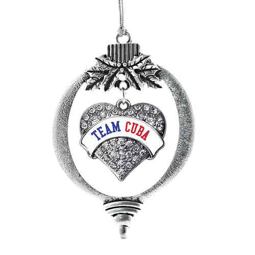 Team Cuba Pave Heart Charm Christmas / Holiday Ornament