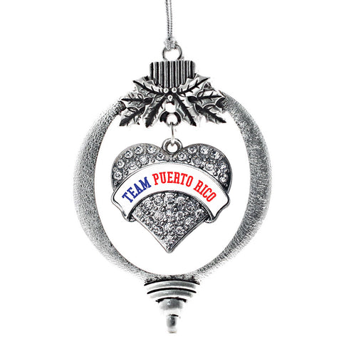 Team Puerto Rico Pave Heart Charm Christmas / Holiday Ornament