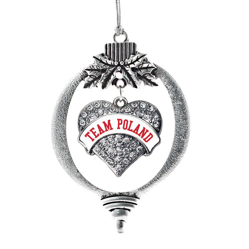 Team Poland Pave Heart Charm Christmas / Holiday Ornament