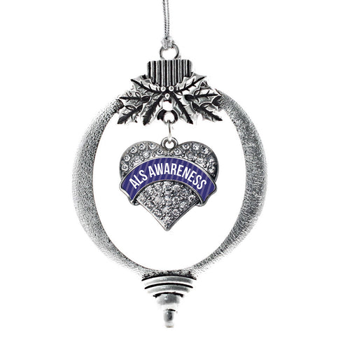 ALS Awareness Pave Heart Charm Christmas / Holiday Ornament