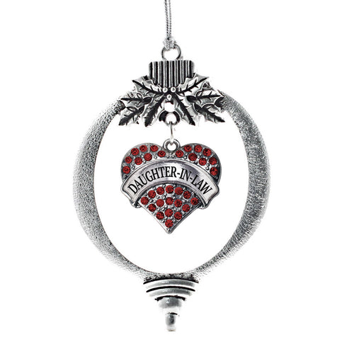 Daughter in Law Red Pave Heart Charm Christmas / Holiday Ornament