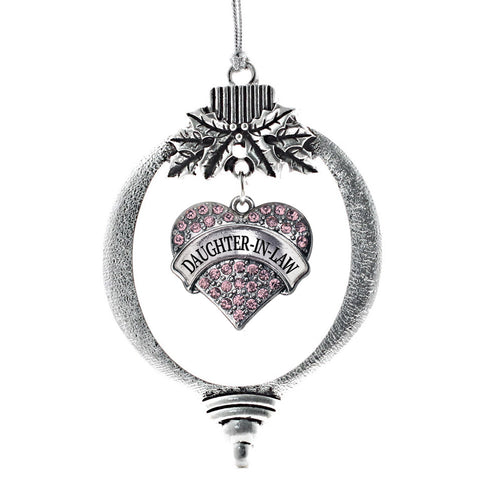 Daughter in Law Pink Pave Heart Charm Christmas / Holiday Ornament