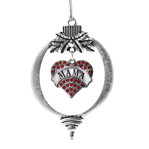 Mama Red Pave Heart Charm Christmas / Holiday Ornament