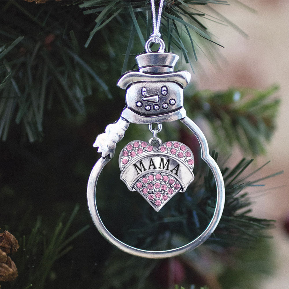 Mama Pink Pave Heart Charm Christmas / Holiday Ornament