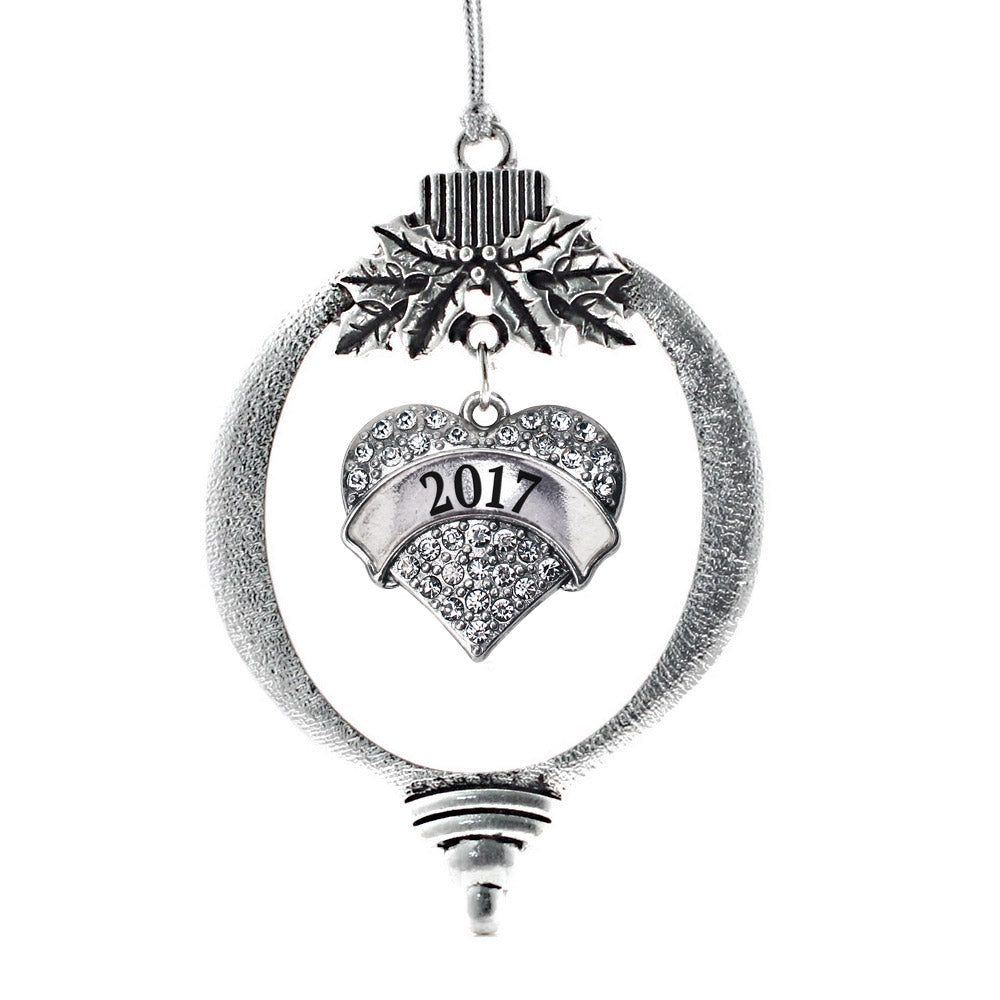 2017 Pave Heart Charm Christmas / Holiday Ornament