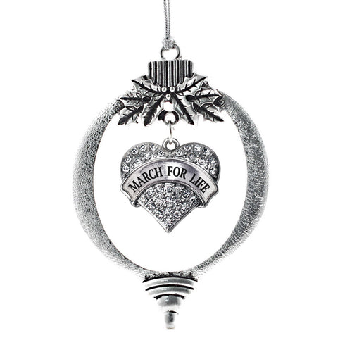 March for Life Pave Heart Charm Christmas / Holiday Ornament